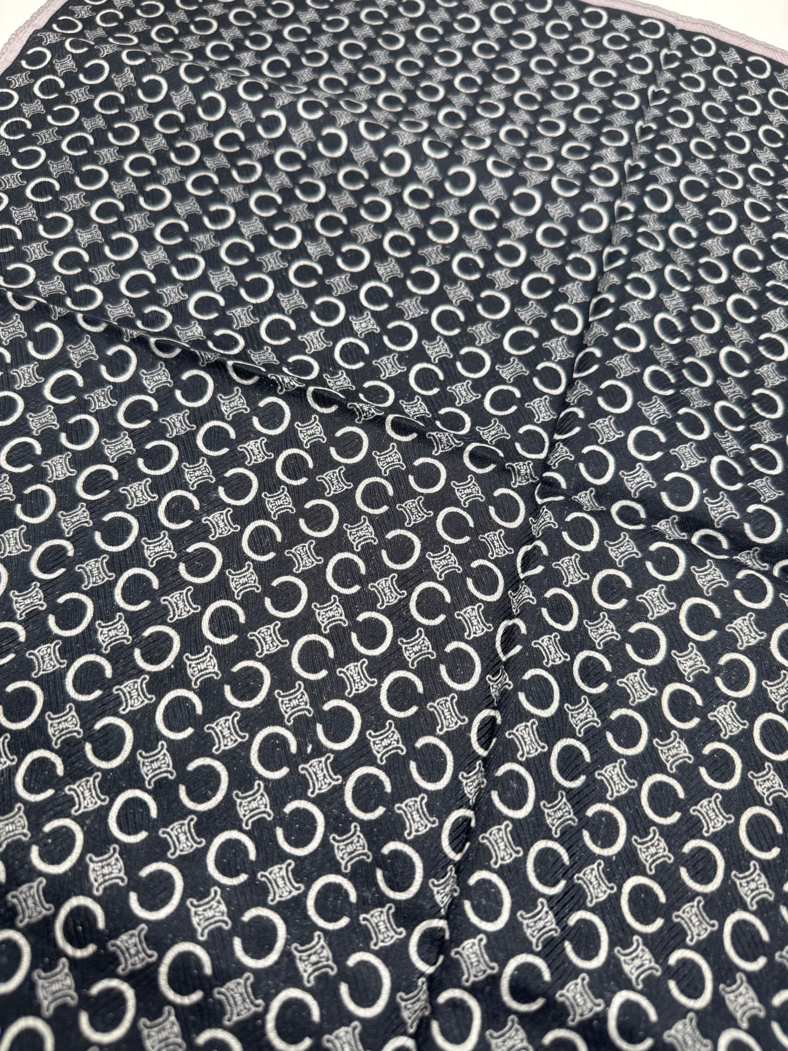 Celine Vintage Macadam Monogram Scarf Black white Size ONE SIZE - 5 Thumbnail
