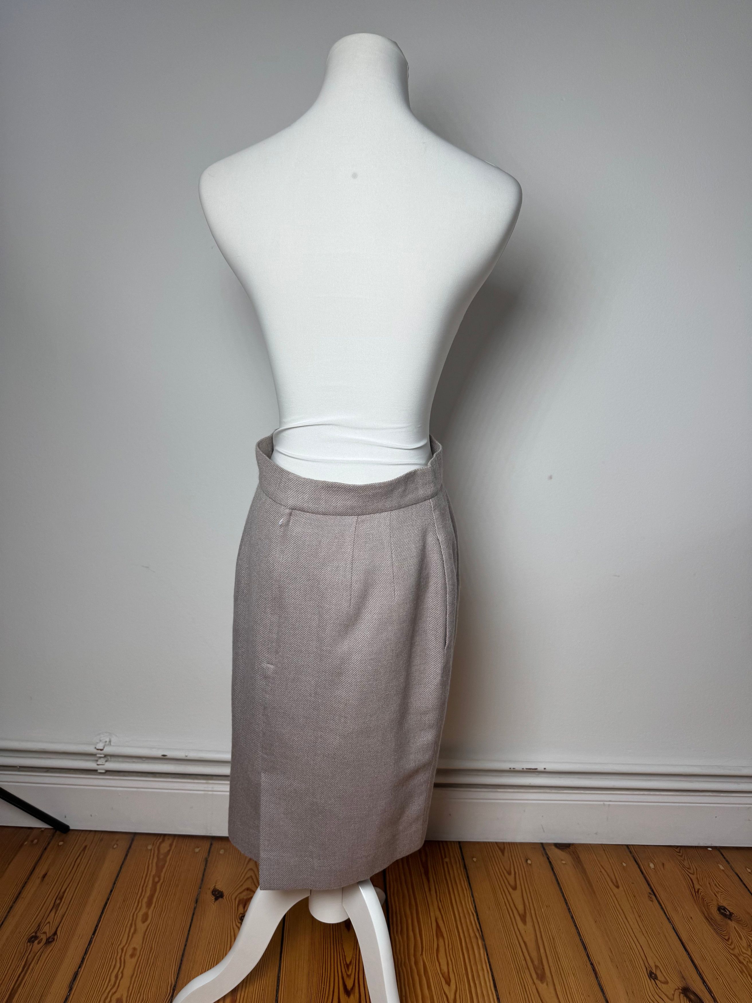 Dior Vintage Wool Skirt Ecru LL Size 34" / US 12 / IT 48 - 2 Thumbnail