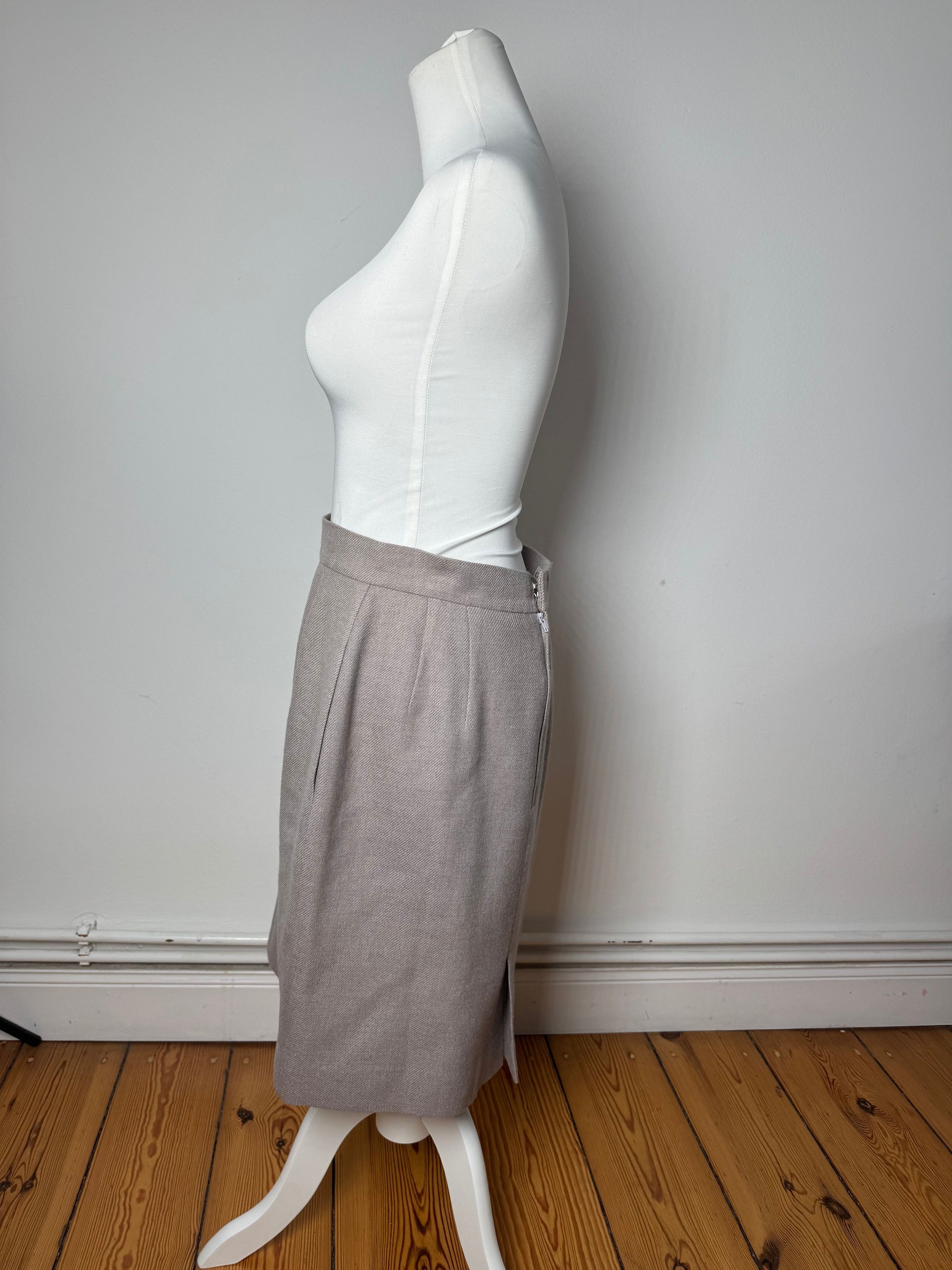 Dior Vintage Wool Skirt Ecru LL Size 34" / US 12 / IT 48 - 3 Thumbnail