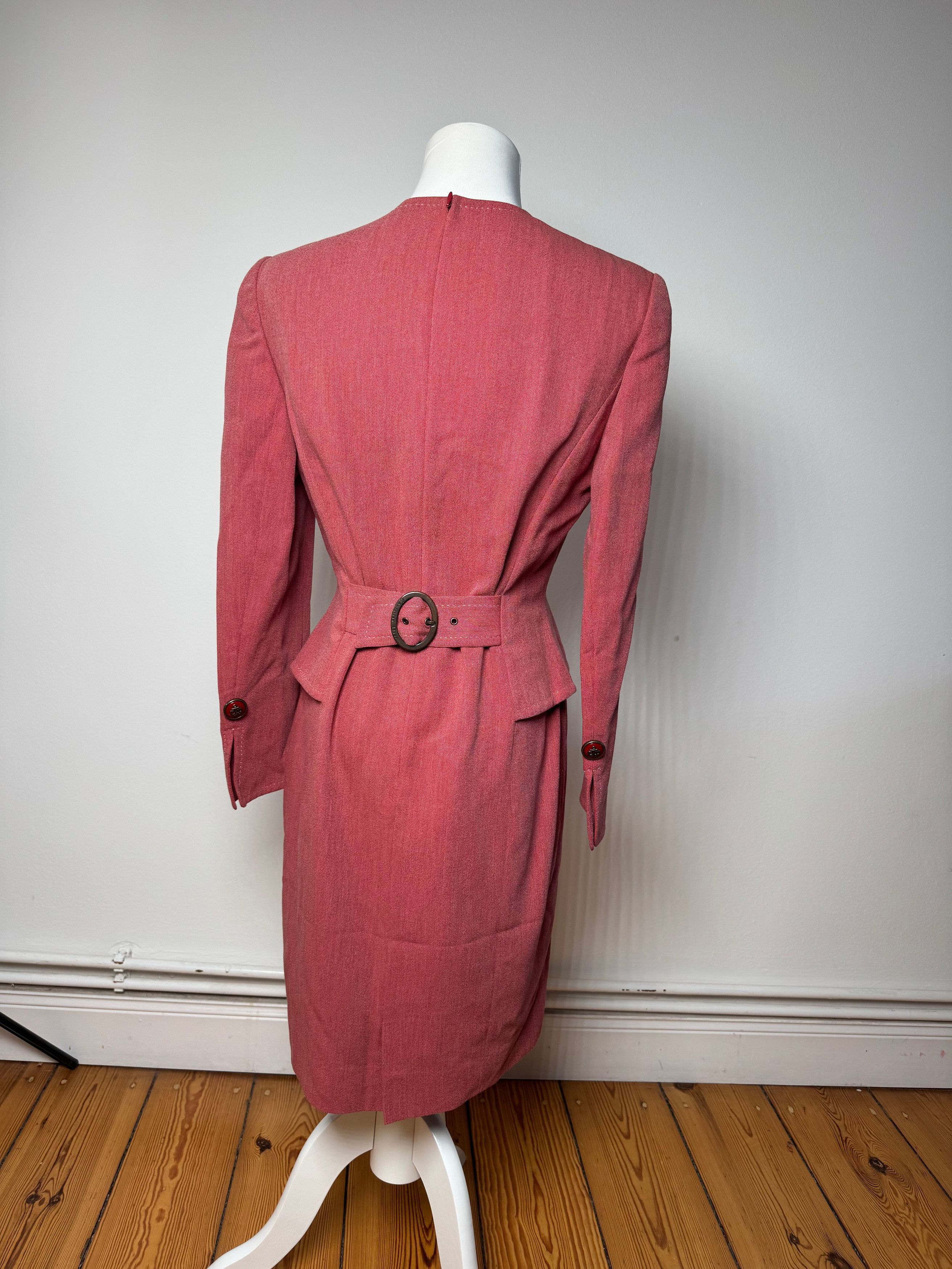 Dior Vintage Wool Costume / Dress Red M Size L / US 10 / IT 46 - 3 Thumbnail