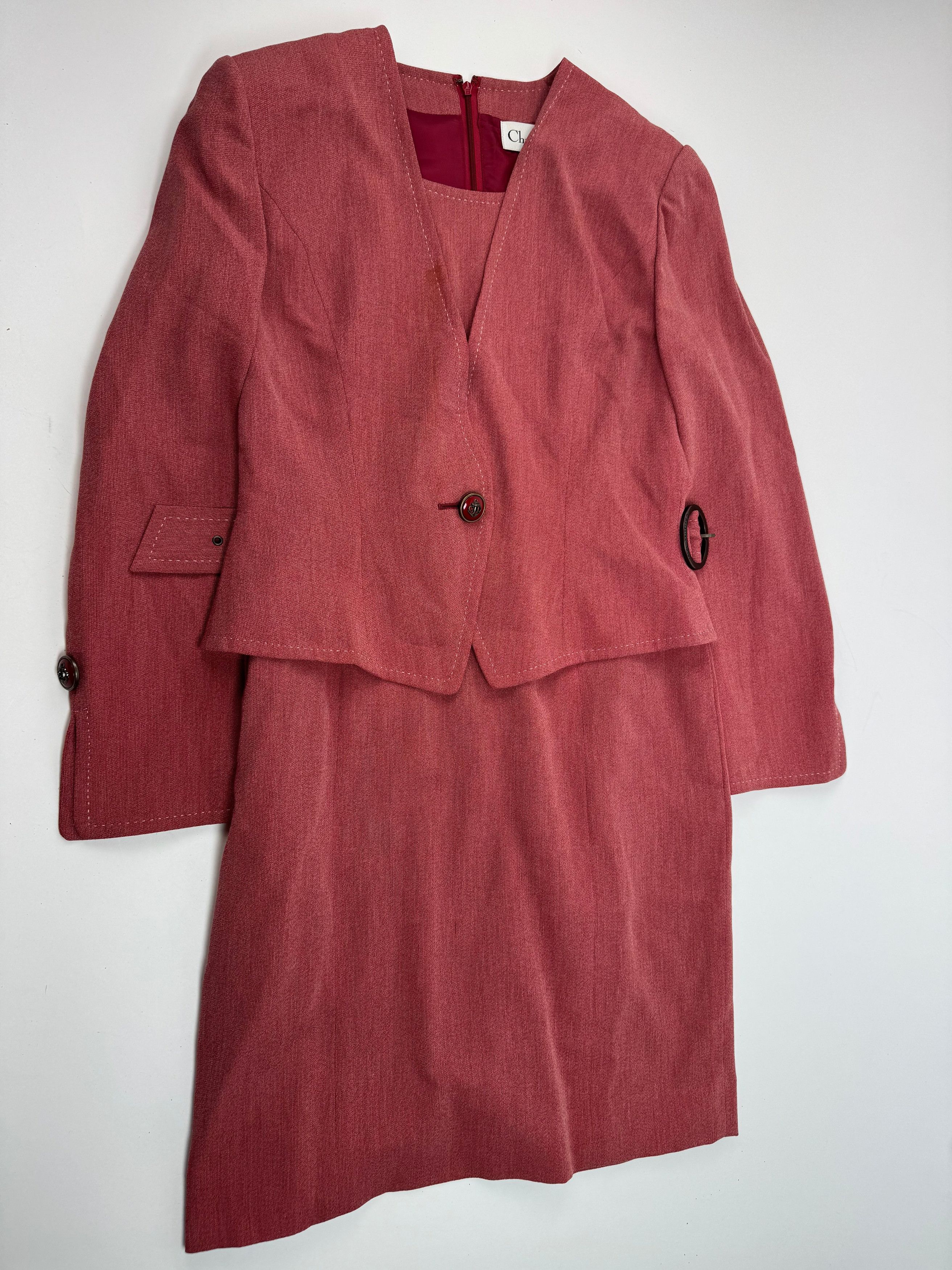 Dior Vintage Wool Costume / Dress Red M Size L / US 10 / IT 46 - 4 Thumbnail