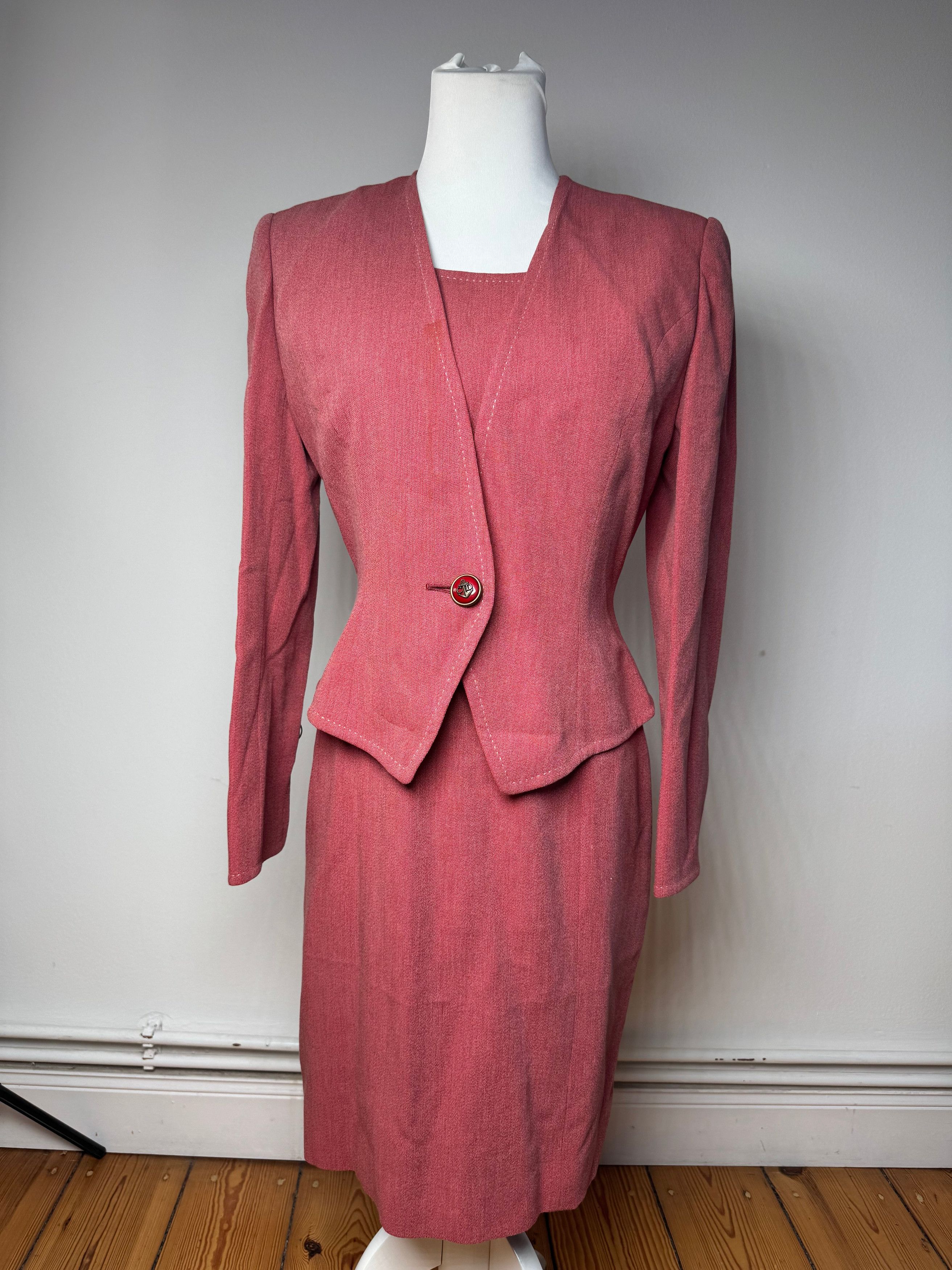 Dior Vintage Wool Costume / Dress Red M Size L / US 10 / IT 46 - 14 Thumbnail
