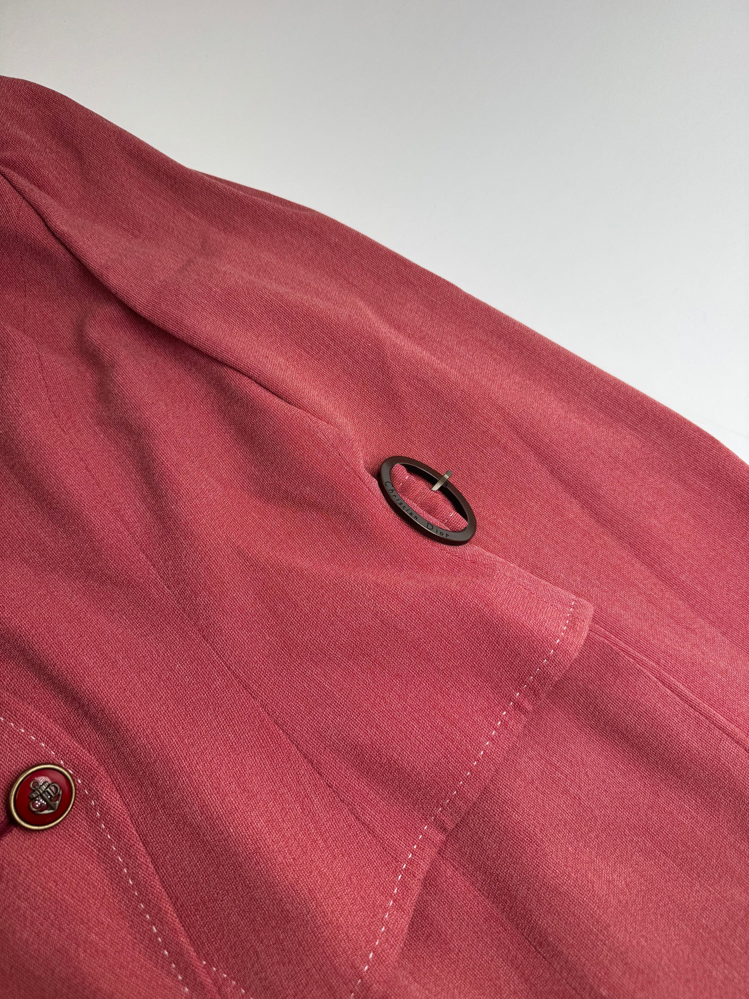 Dior Vintage Wool Costume / Dress Red M Size L / US 10 / IT 46 - 6 Thumbnail