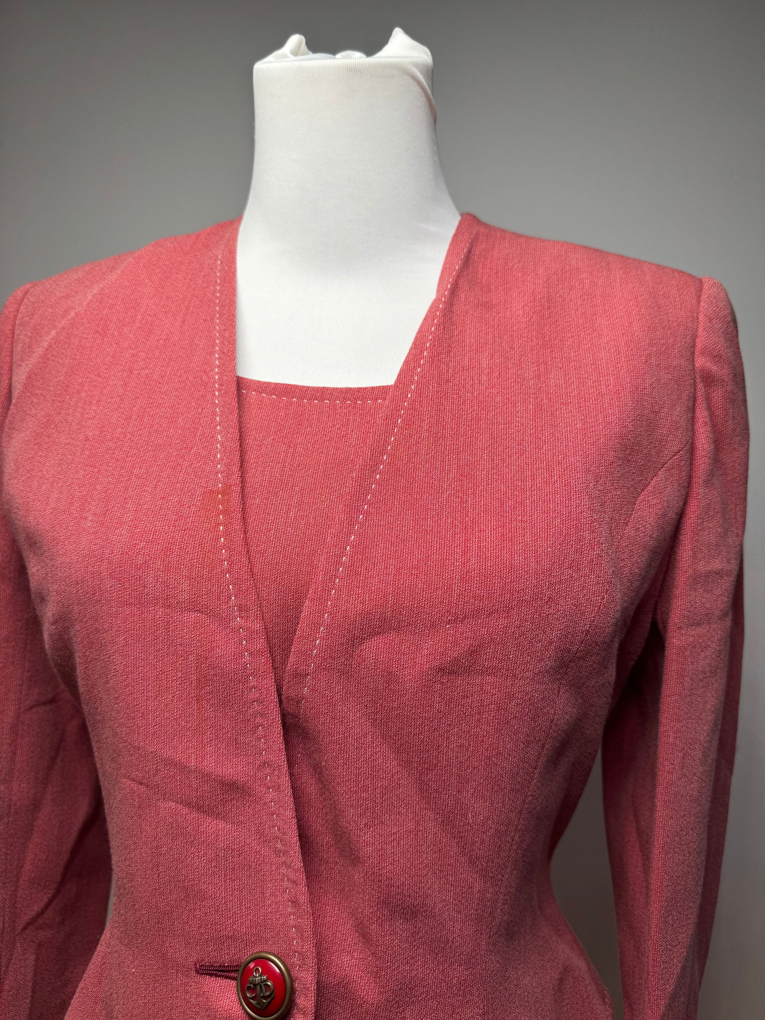 Dior Vintage Wool Costume / Dress Red M Size L / US 10 / IT 46 - 7 Thumbnail