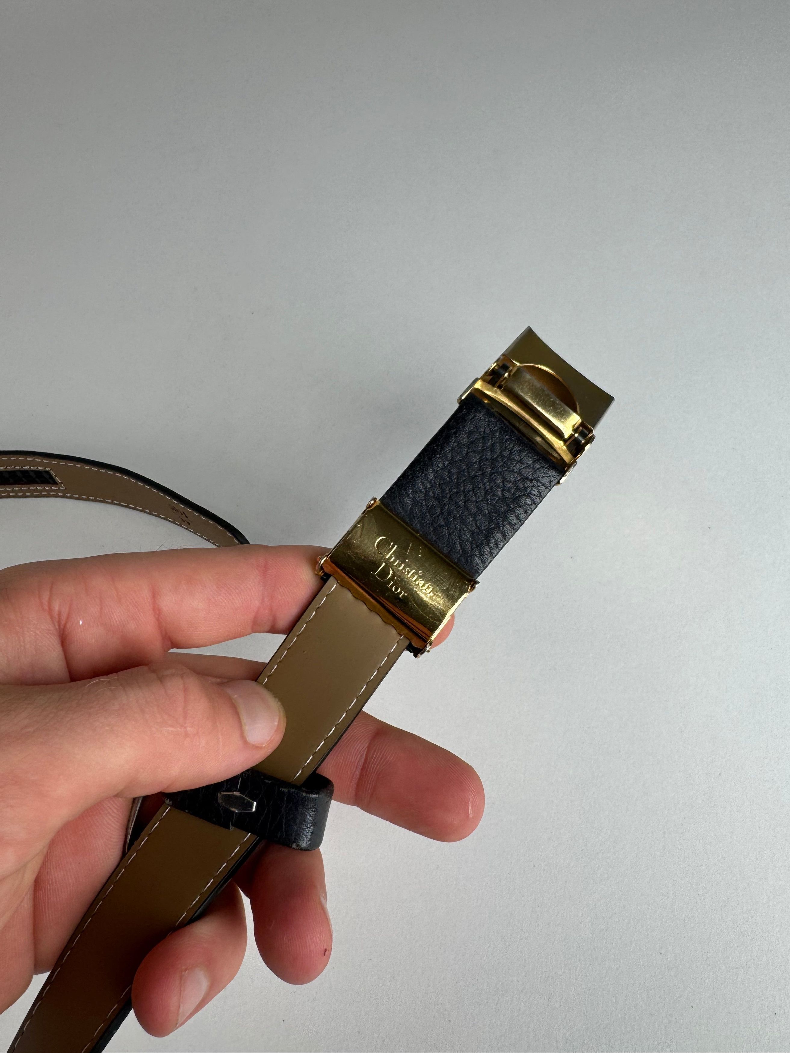 Dior Vintage Leather Belt black snake emblossed Size ONE SIZE - 5 Thumbnail