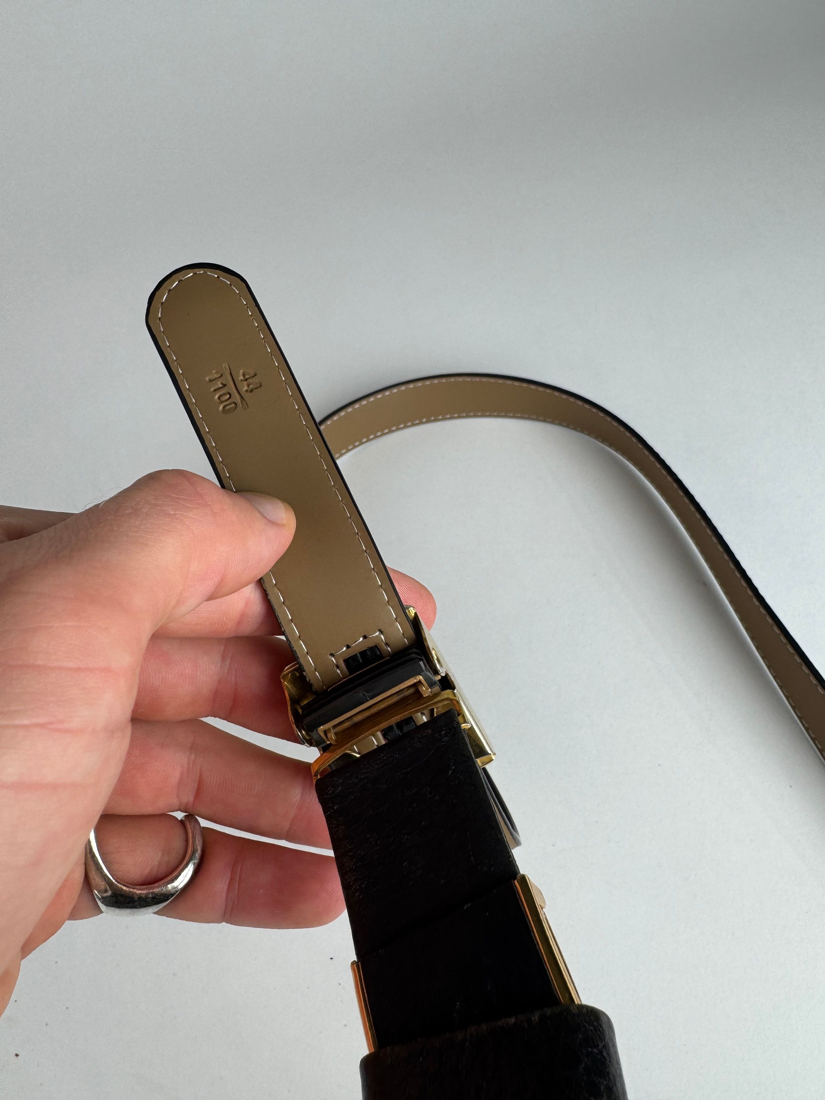 Dior Vintage Leather Belt black snake emblossed Size ONE SIZE - 3 Thumbnail