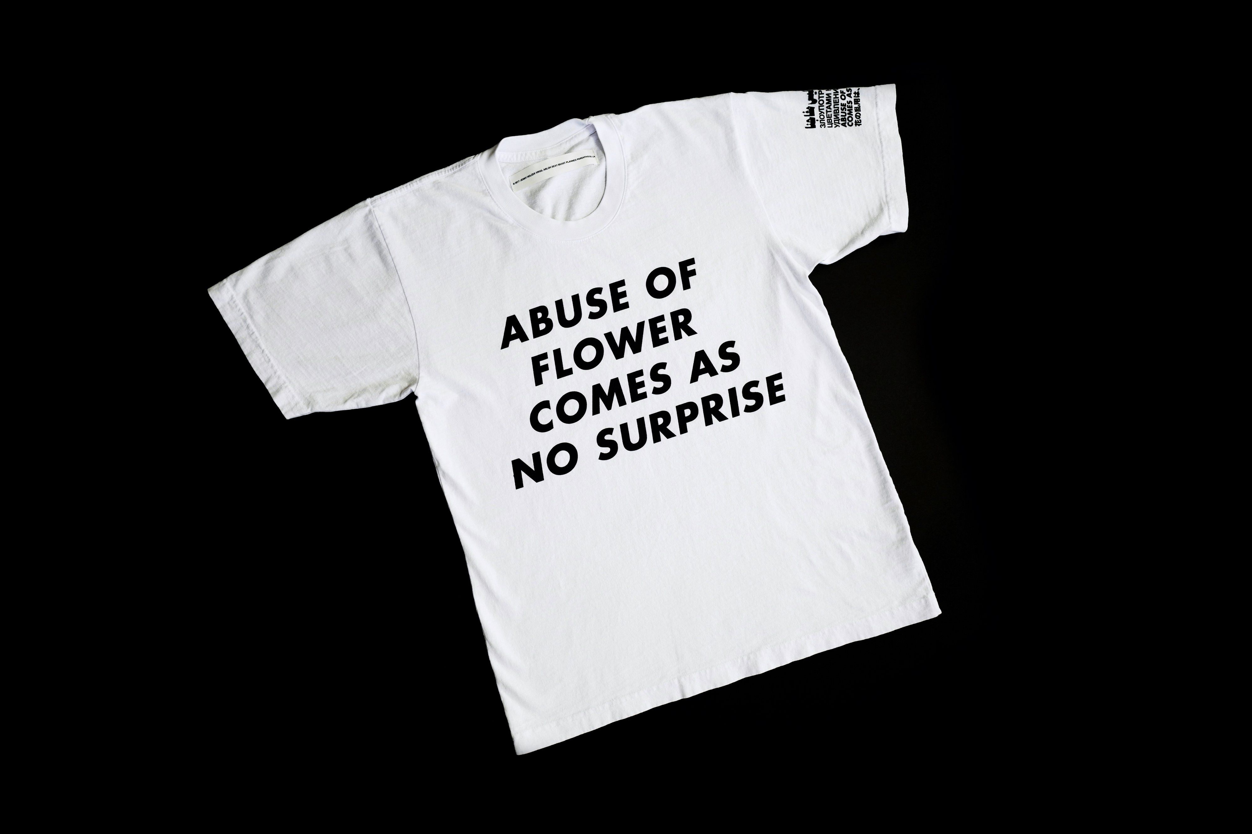 Off White 1 1 000 pieces Off White c o Virgil Abloh x Jenny Holzer Planned Parenthood Abuse Of Flower Comes As No Surprise T Shirt X LARGE Grailed