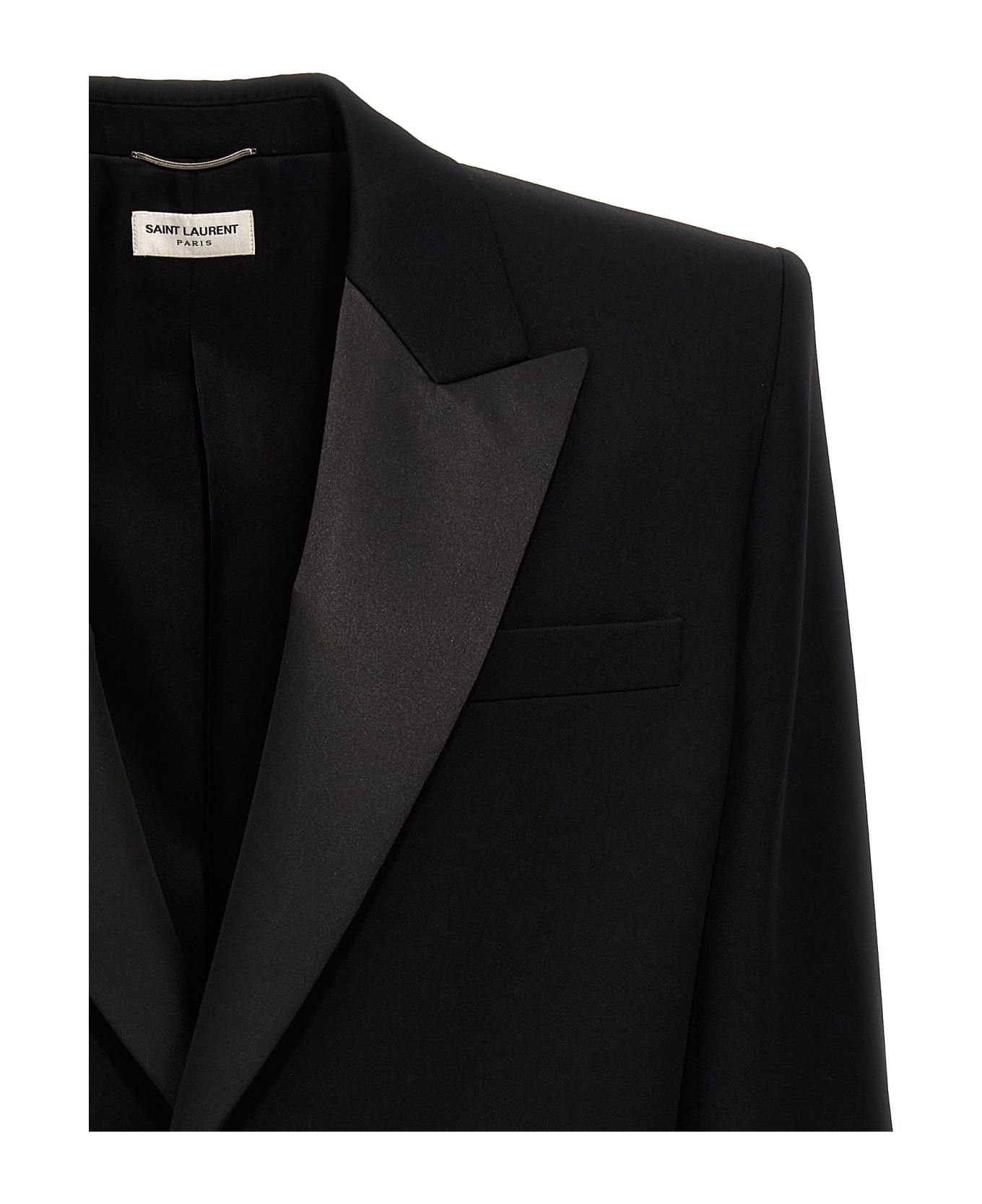 Saint Laurent Paris oversized tuxedo jacket in grain de poudre Size US L / EU 52-54 / 3 - 3 Thumbnail