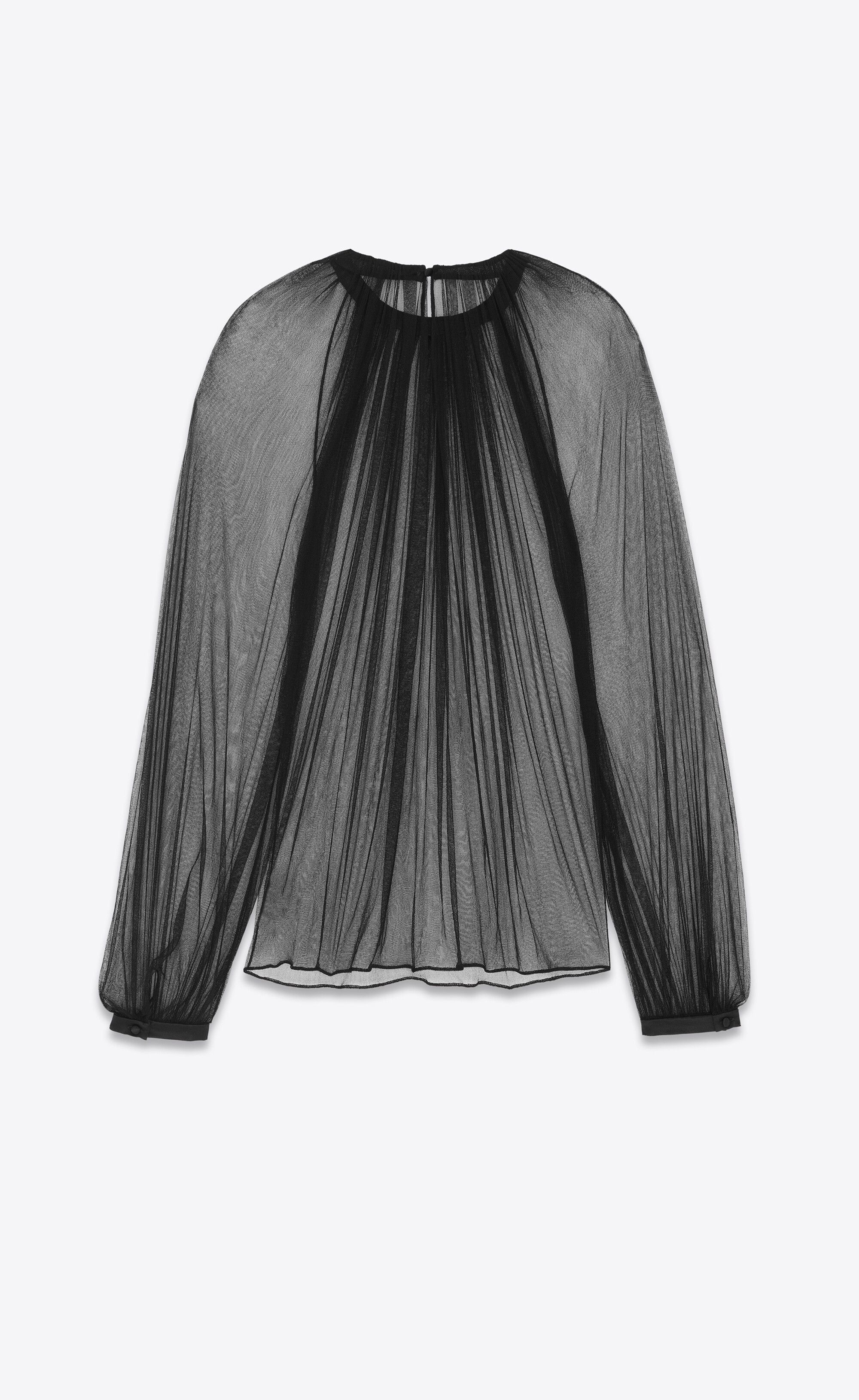 Saint Laurent Paris gathered blouse in silk tulle Size US S / EU 44-46 / 1 - 3 Thumbnail