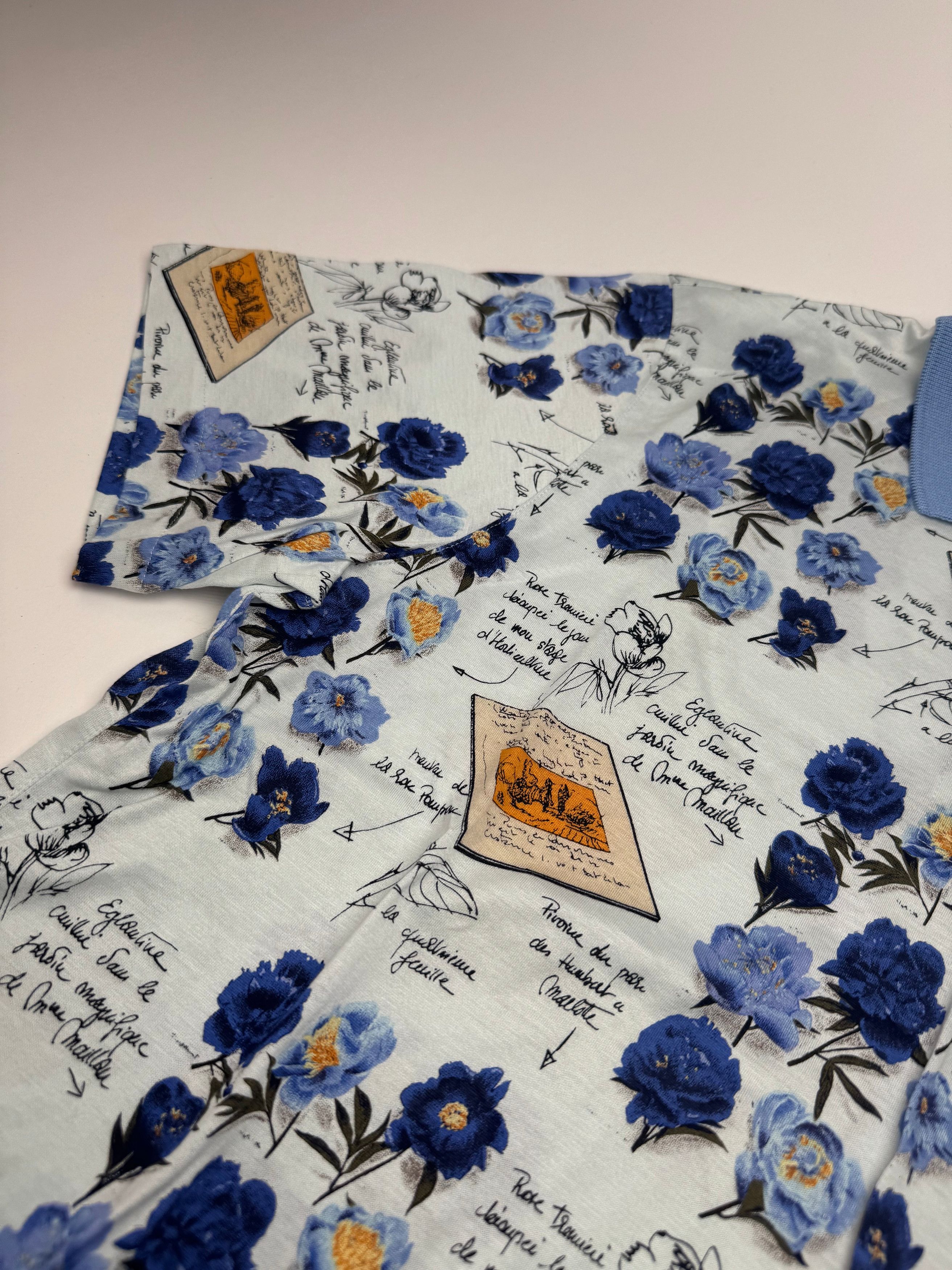 Dior Vintage Cotton Polo Shirt Floral Blue White L Size L / US 10 / IT 46 - 6 Thumbnail