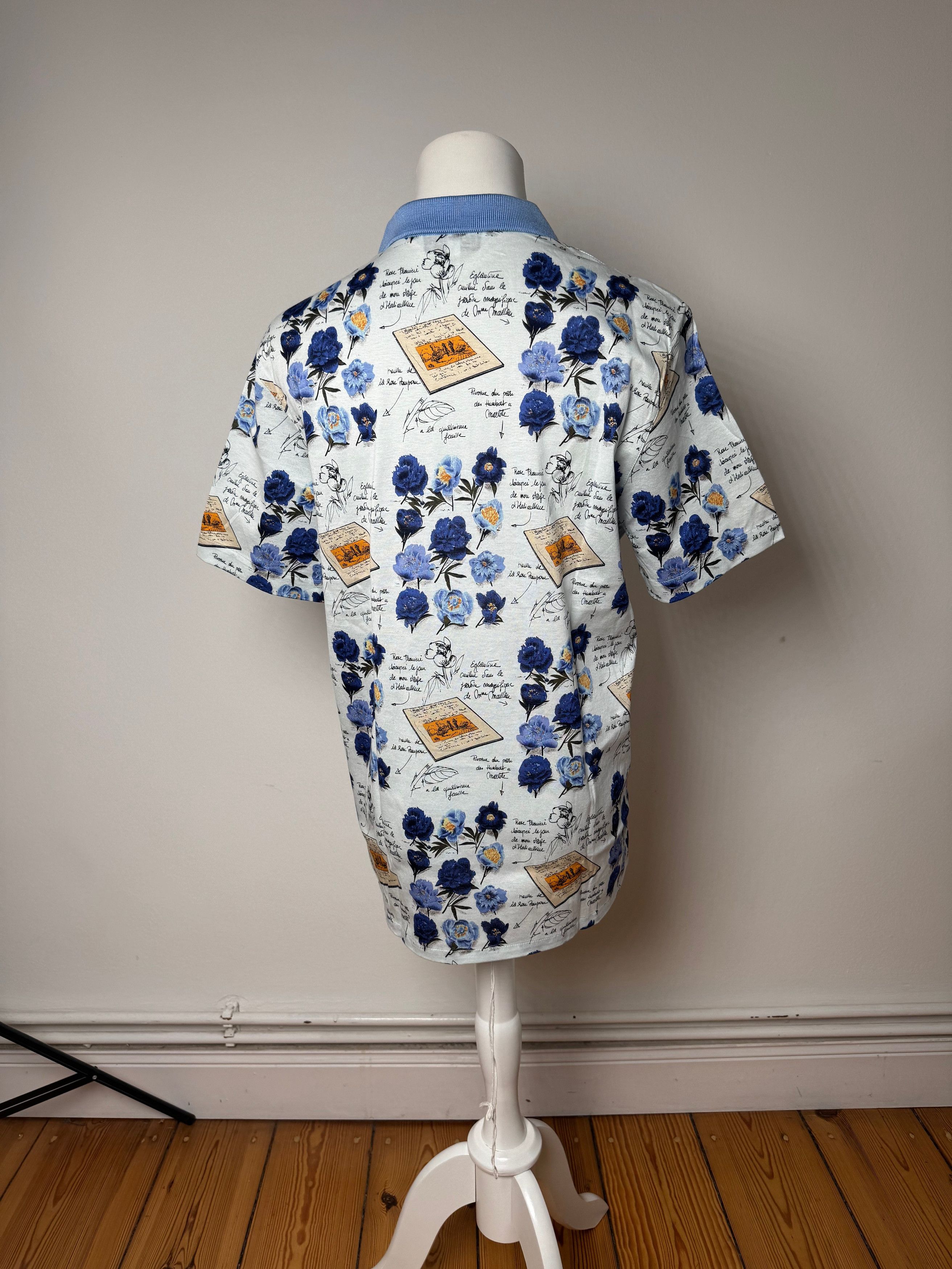Dior Vintage Cotton Polo Shirt Floral Blue White L Size L / US 10 / IT 46 - 3 Thumbnail