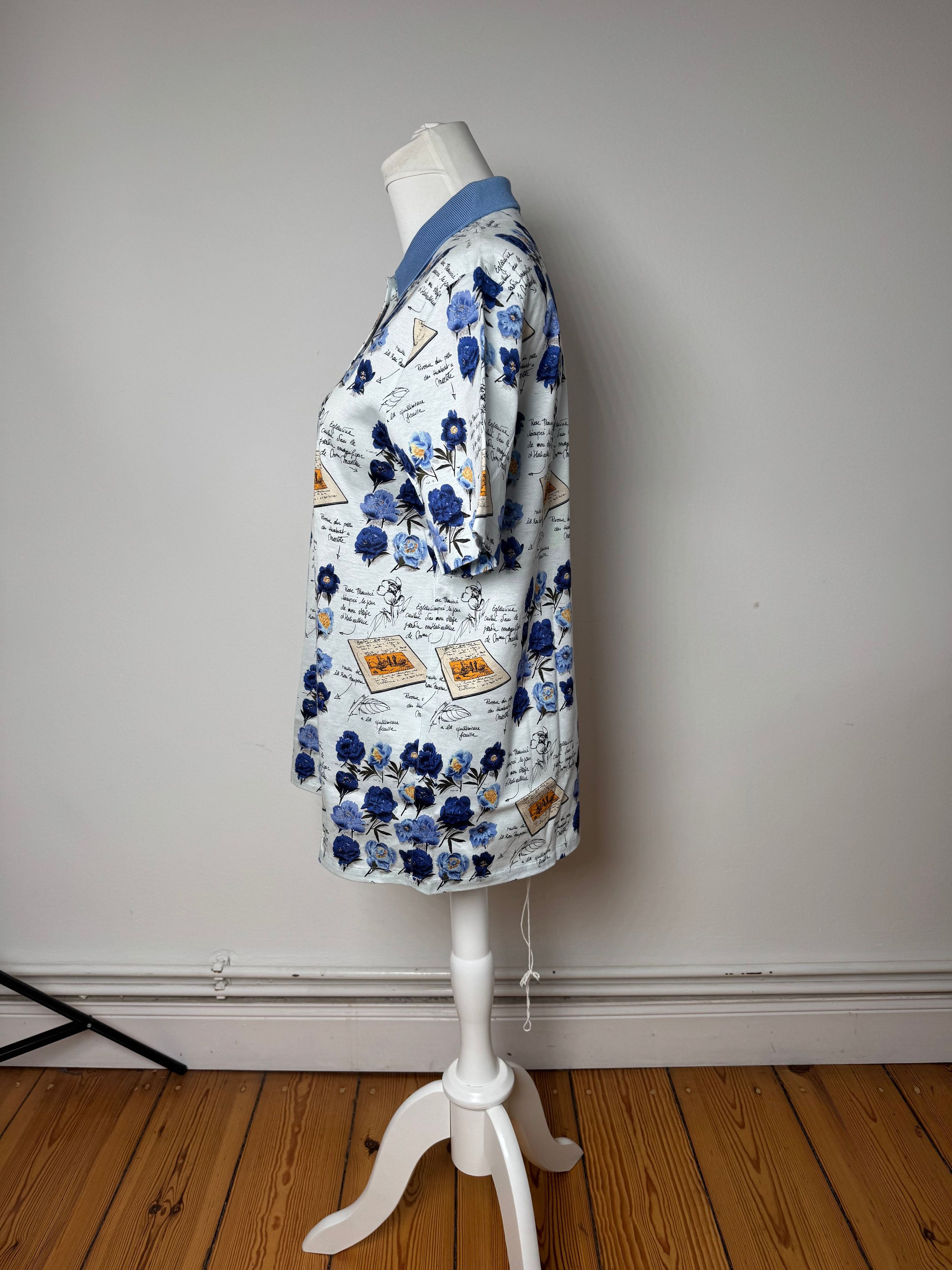 Dior Vintage Cotton Polo Shirt Floral Blue White L Size L / US 10 / IT 46 - 14 Thumbnail