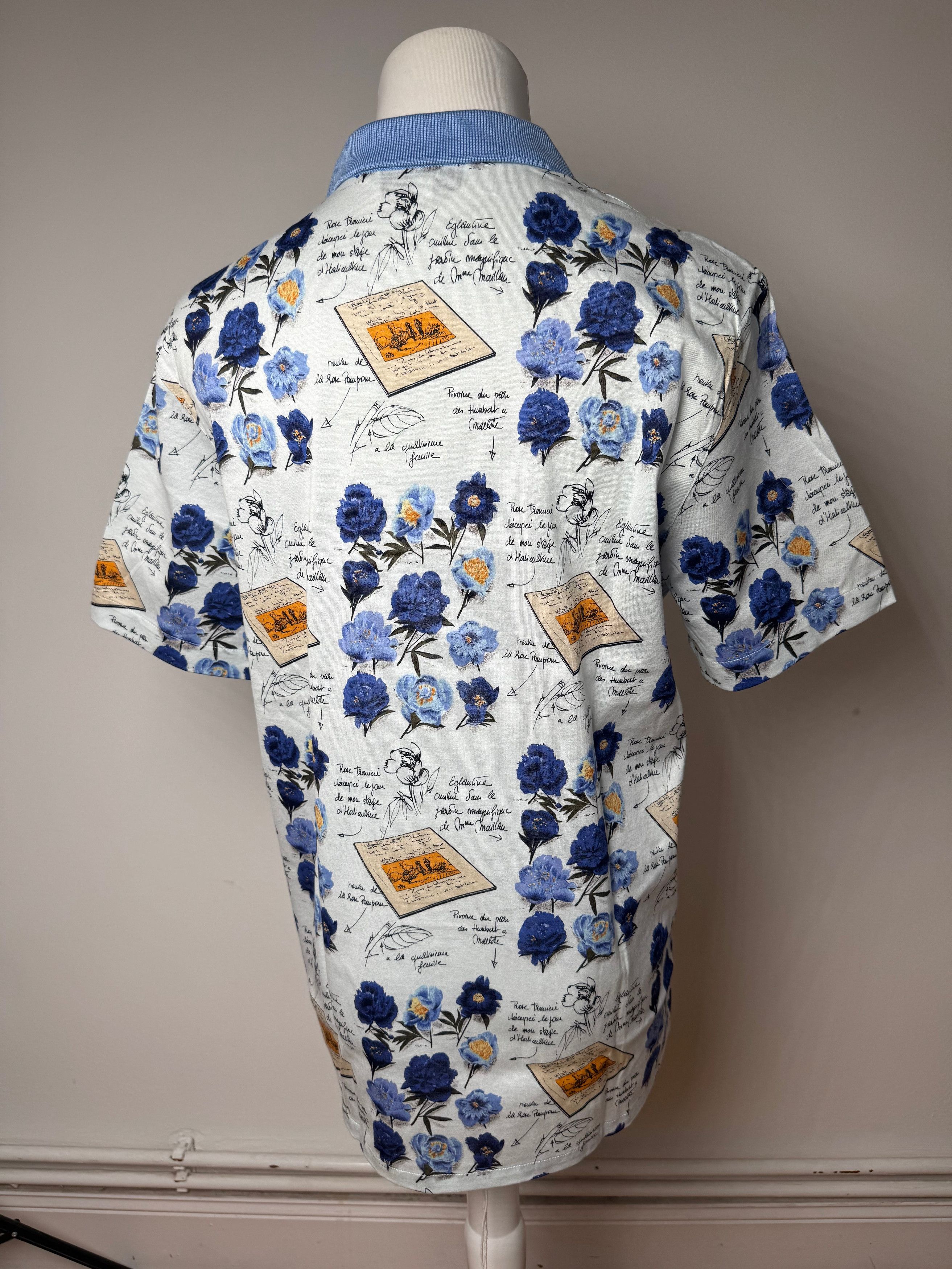 Dior Vintage Cotton Polo Shirt Floral Blue White L Size L / US 10 / IT 46 - 15 Thumbnail