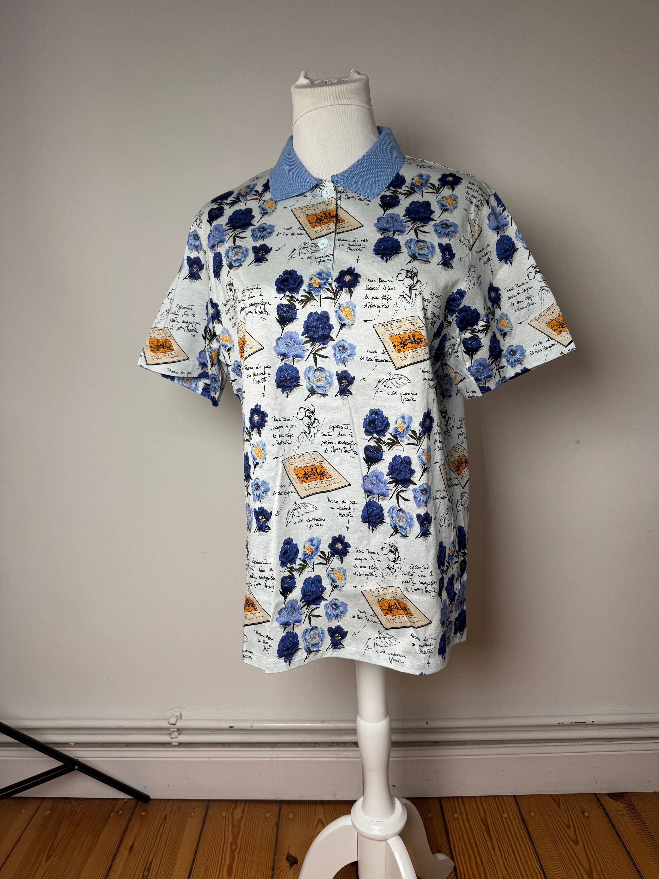 Dior Vintage Cotton Polo Shirt Floral Blue White L Size L / US 10 / IT 46 - 13 Thumbnail