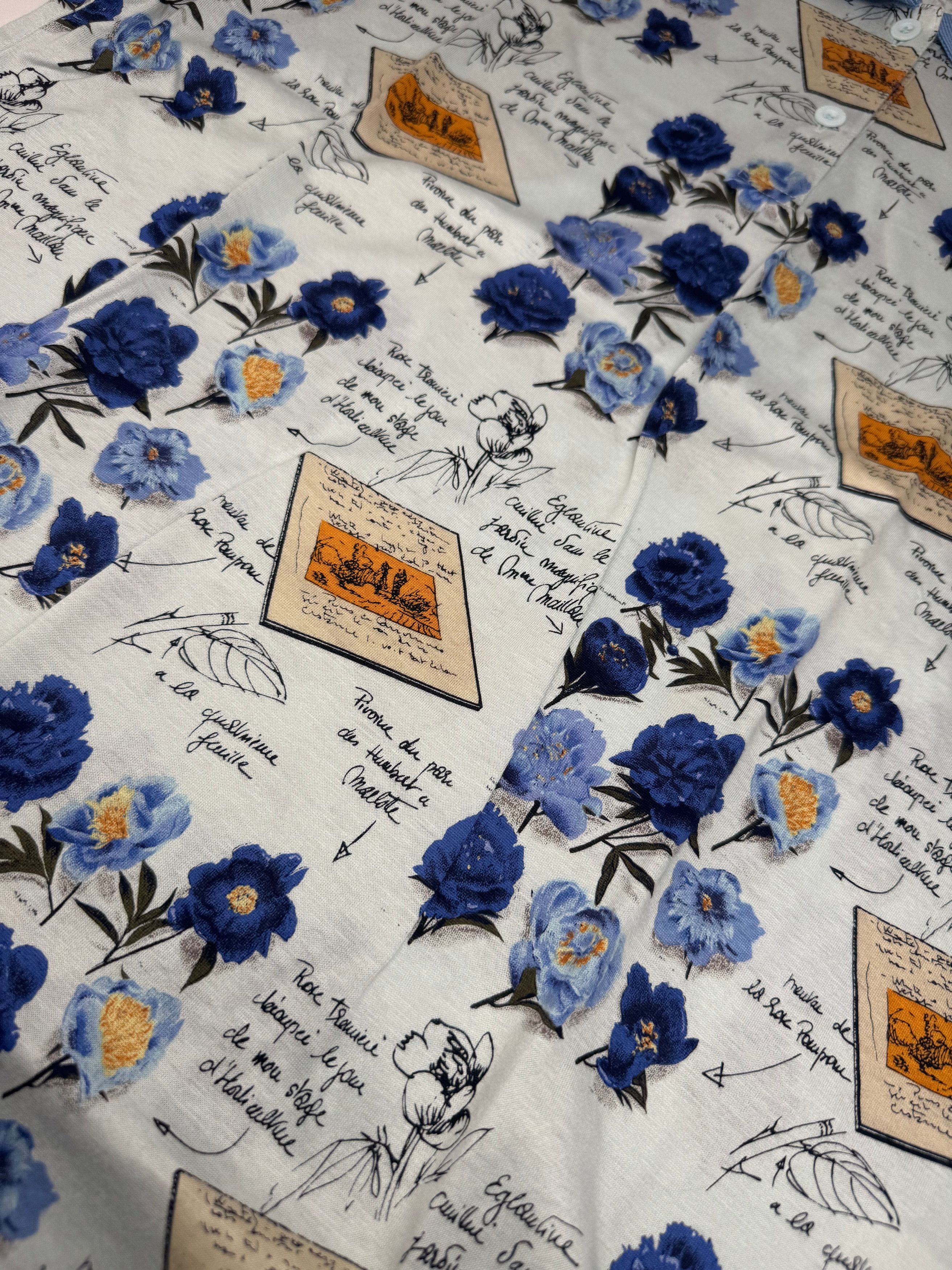 Dior Vintage Cotton Polo Shirt Floral Blue White L Size L / US 10 / IT 46 - 7 Thumbnail