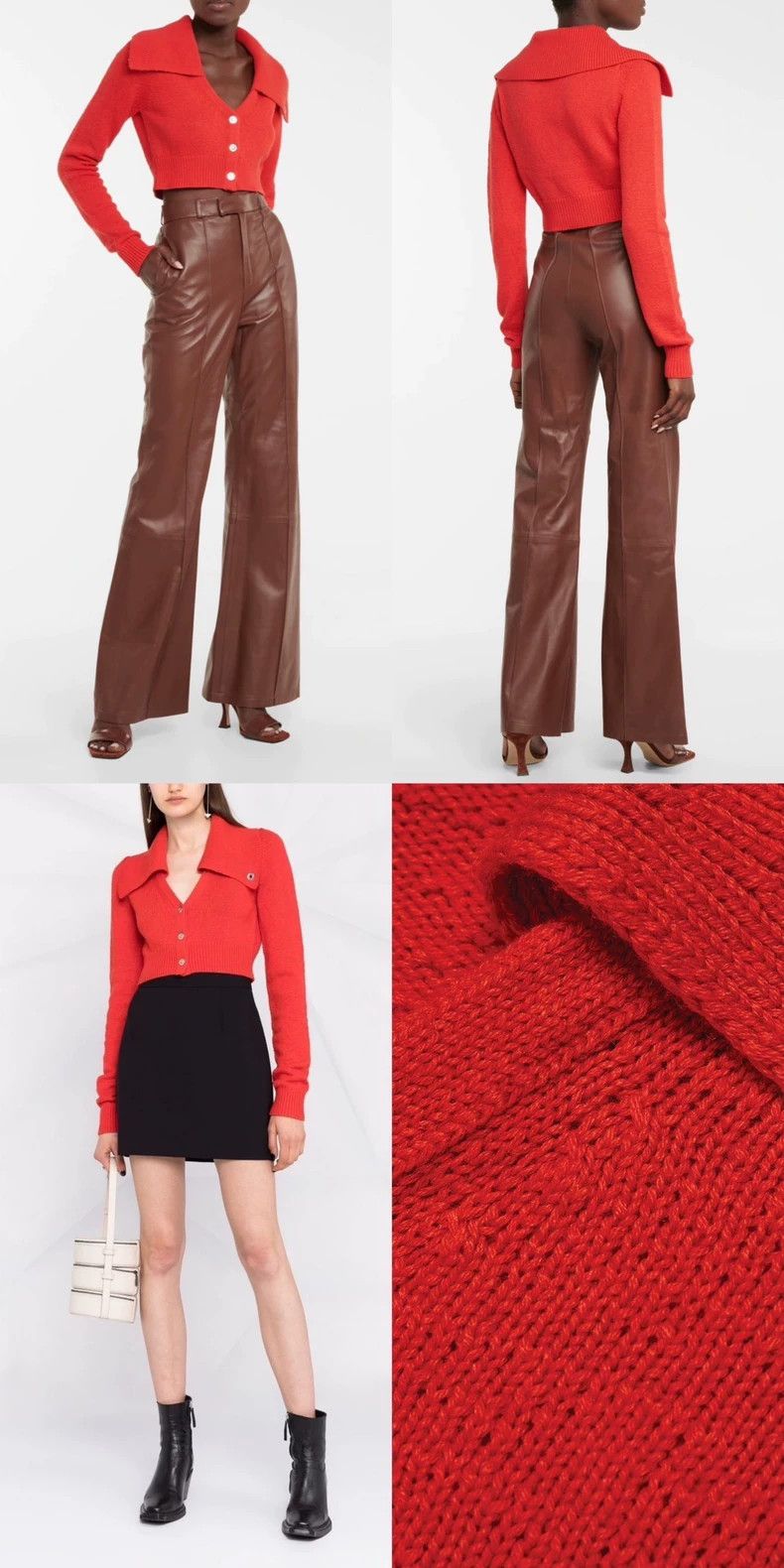 Helmut Lang Helmut Lang Red Collar Cropped Knit Cardigan - dmc Size US S / EU 44-46 / 1 - 5 Thumbnail