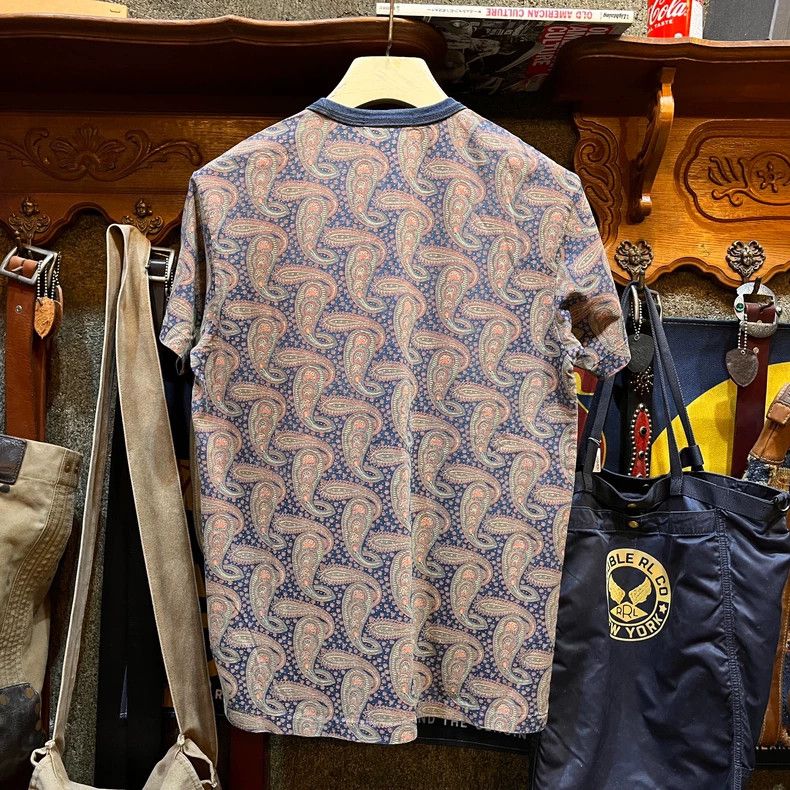 RRL Ralph Lauren RRL Indigo Batik Paisley Cotton T-Shirt - dmc Size US M / EU 48-50 / 2 - 2 Thumbnail