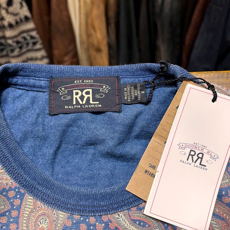 RRL Ralph Lauren RRL Indigo Batik Paisley Cotton T-Shirt - dmc Size US M / EU 48-50 / 2 - 3 Thumbnail