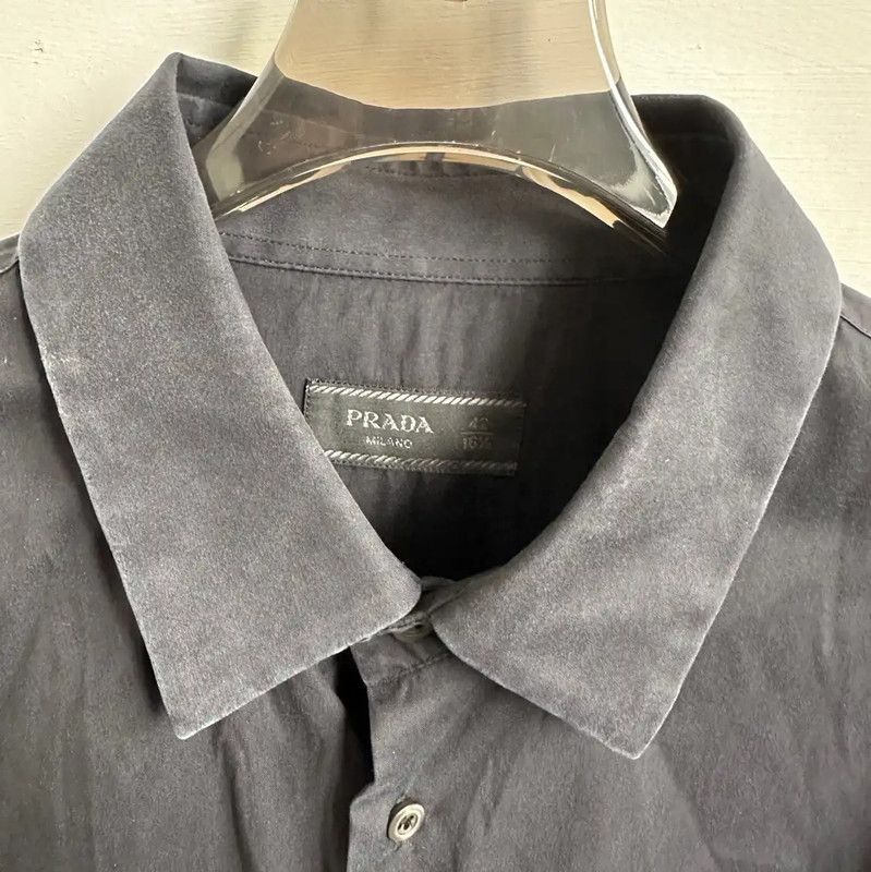 Prada Prada Black Cotton Long Sleeve Shirt Size US L / EU 52-54 / 3 - 3 Thumbnail