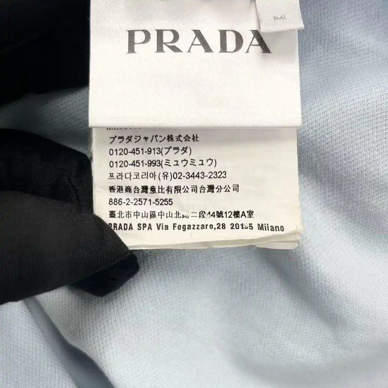 Prada Prada Light Blue Striped Logo Polo Shirt Size US M / EU 48-50 / 2 - 5 Thumbnail