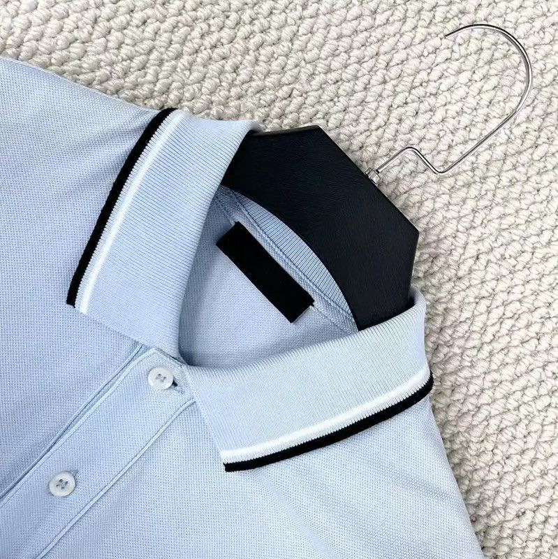 Prada Prada Light Blue Striped Logo Polo Shirt Size US M / EU 48-50 / 2 - 3 Thumbnail