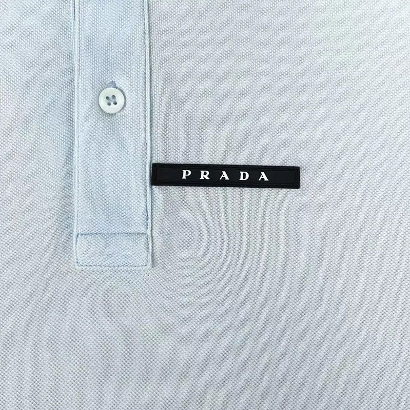 Prada Prada Light Blue Striped Logo Polo Shirt Size US M / EU 48-50 / 2 - 4 Thumbnail