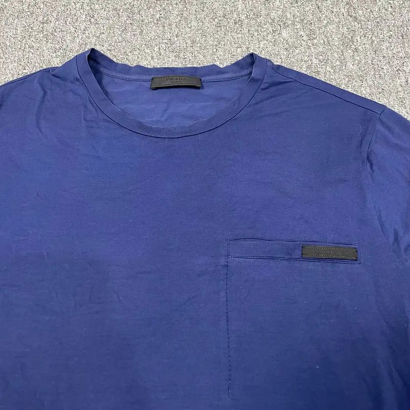 Prada Prada Men's Cotton T-Shirt in Deep Blue Size US L / EU 52-54 / 3 - 2 Thumbnail