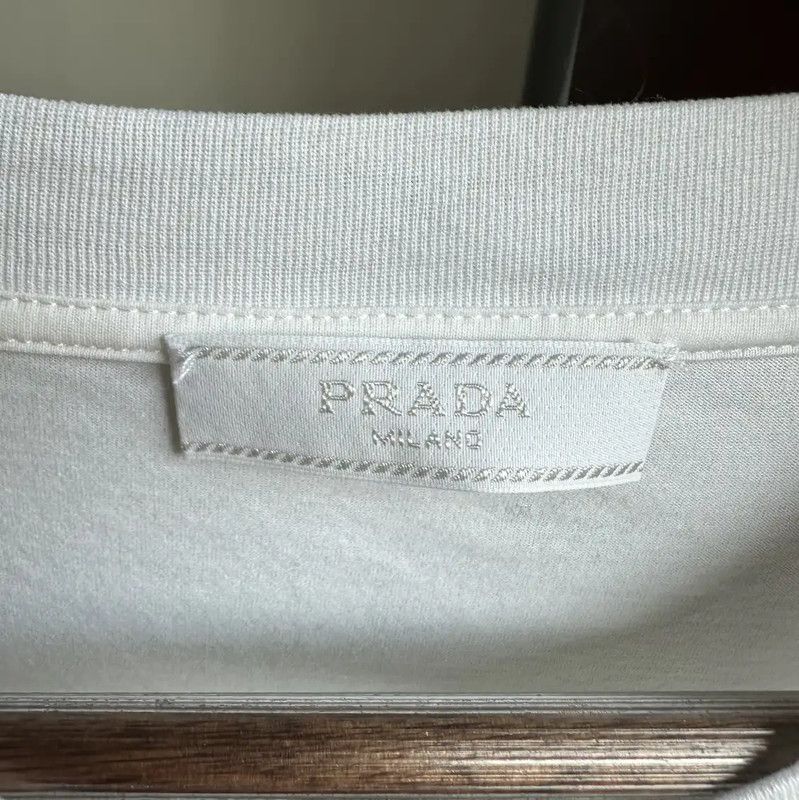 Prada Prada Summer XL Men's White Cotton T-Shirt Size US XL / EU 56 / 4 - 3 Thumbnail