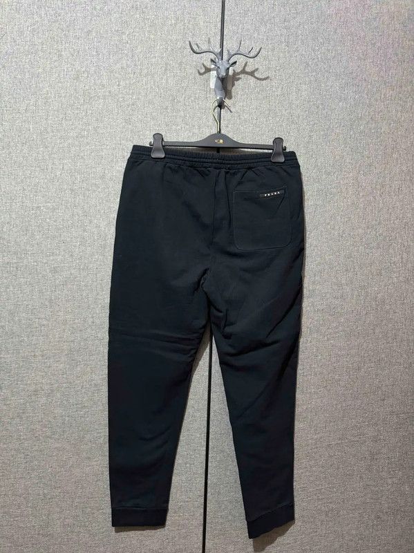 Prada Prada Black Cotton Logo Embroidered Casual Pants Size US 36 / EU 52 - 2 Thumbnail