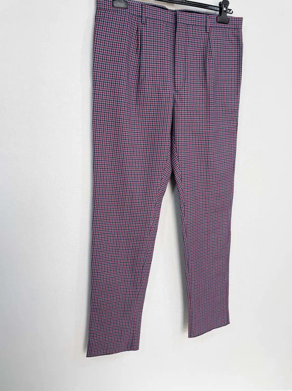 Prada Prada XL Purple Wool Checkered Trousers Size US 44 / EU 60 - 3 Thumbnail