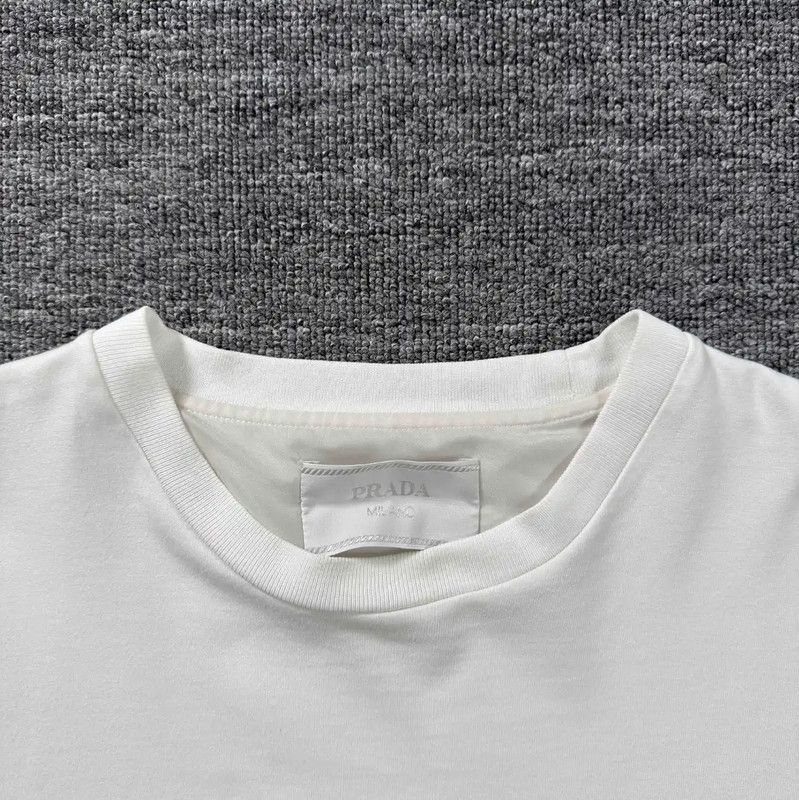 Prada Prada White Cotton Men's T-Shirt in XL Size Size US XL / EU 56 / 4 - 3 Thumbnail