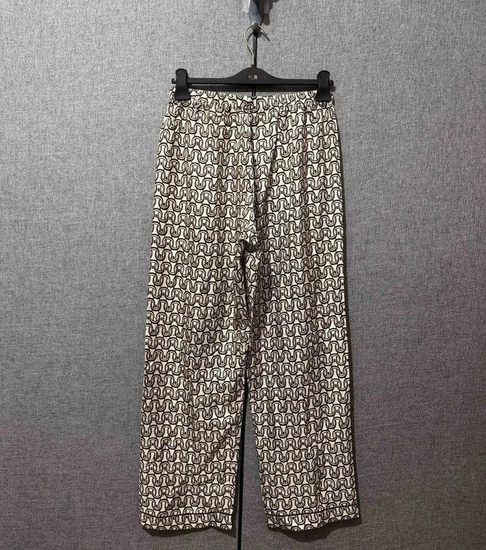 Prada Prada White Silk Logo Print Casual Pants Size US 26 / EU 42 - 2 Thumbnail