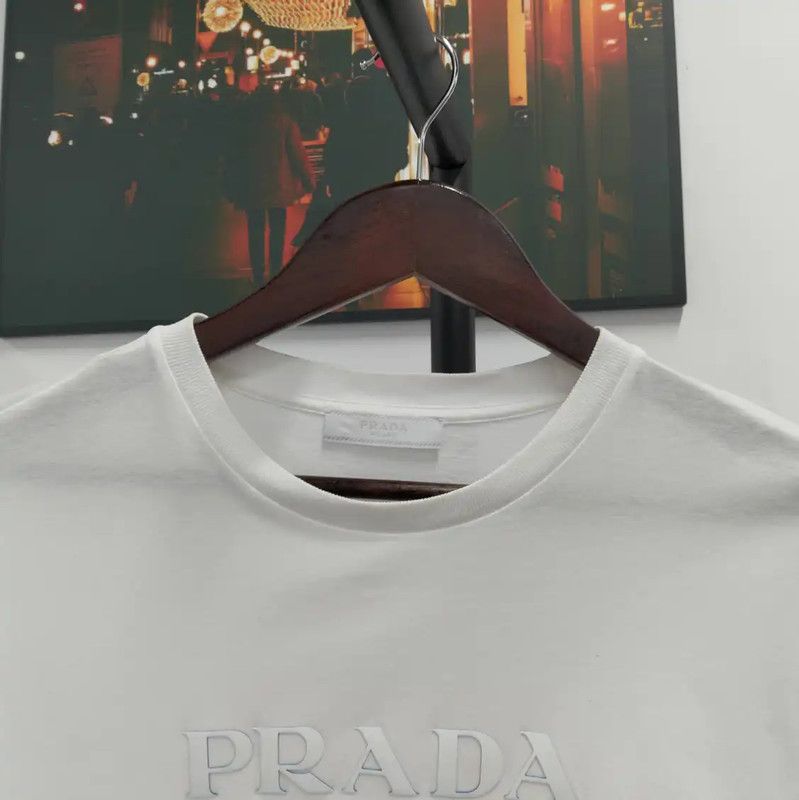 Prada Prada White Cotton Short Sleeve T-Shirt Size US S / EU 44-46 / 1 - 7 Thumbnail