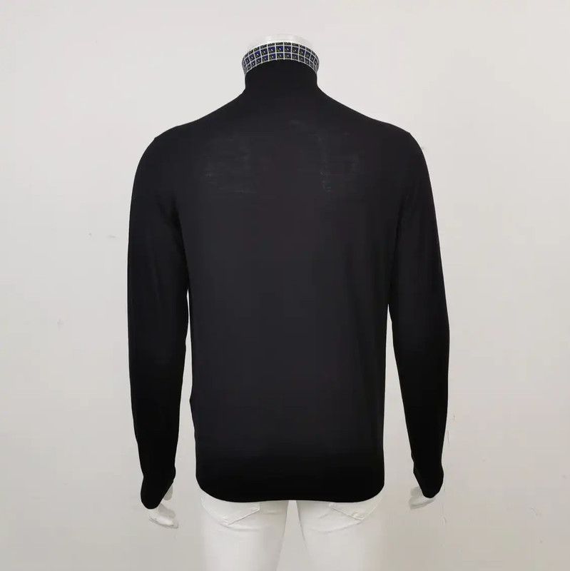 Prada Prada Black Wool Embroidered Logo Sweater Size US M / EU 48-50 / 2 - 2 Thumbnail