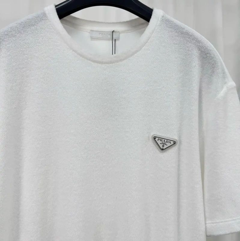Prada Prada Men's White Logo Short Sleeve T-Shirt Size US L / EU 52-54 / 3 - 3 Thumbnail