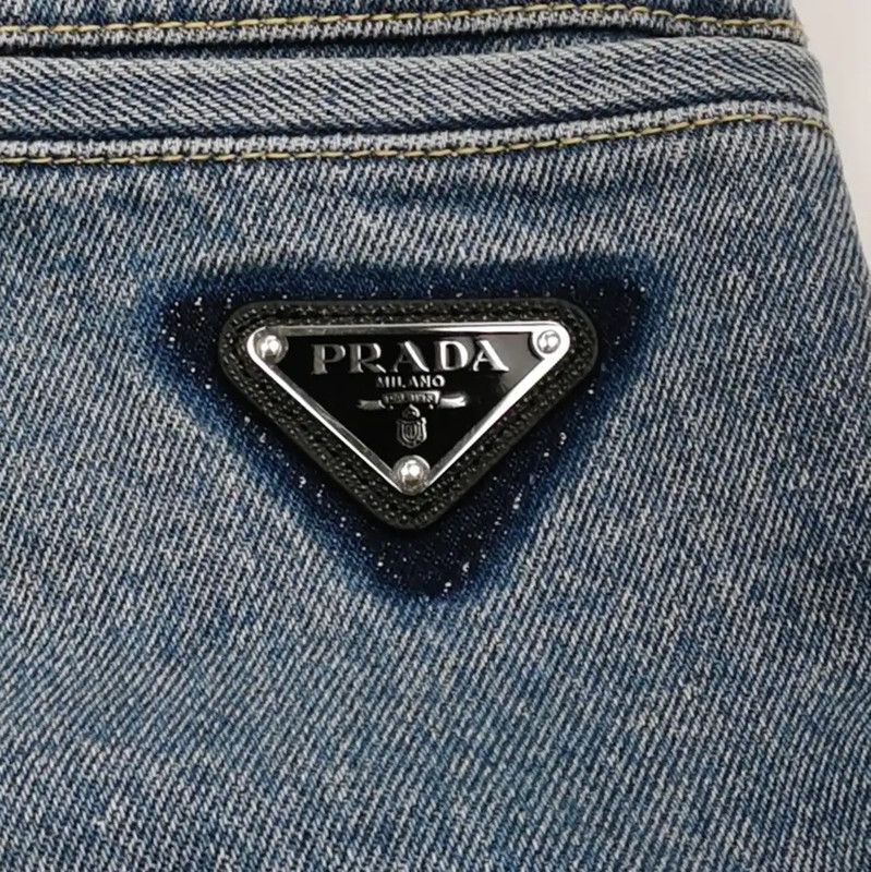 Prada Prada Blue Cotton Embroidered Logo Men's Shorts Size US 32 / EU 48 - 3 Thumbnail