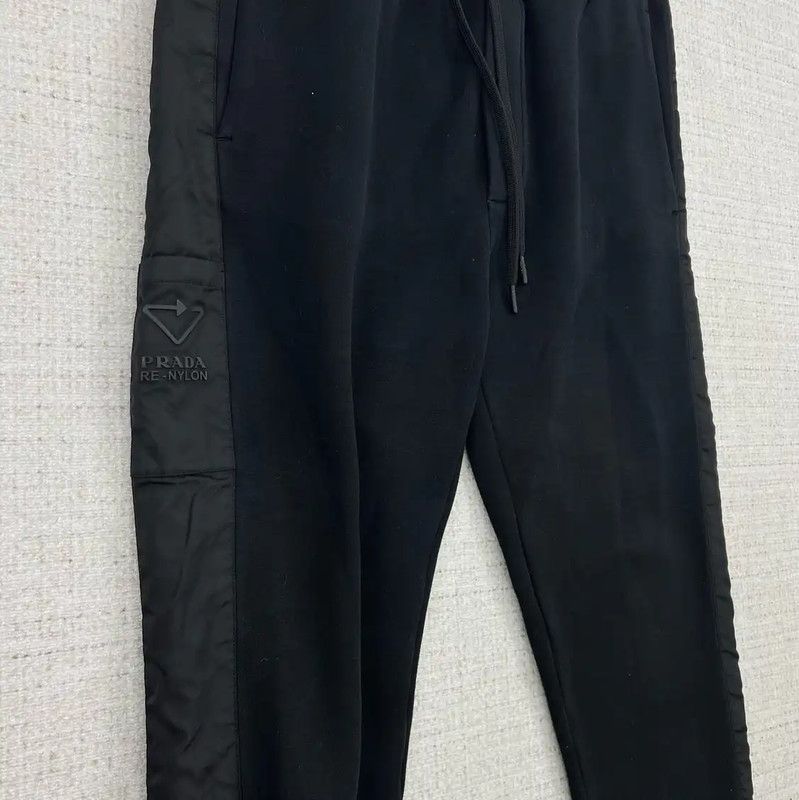 Prada Prada Black Cotton Logo Casual Pants Size US 32 / EU 48 - 3 Thumbnail