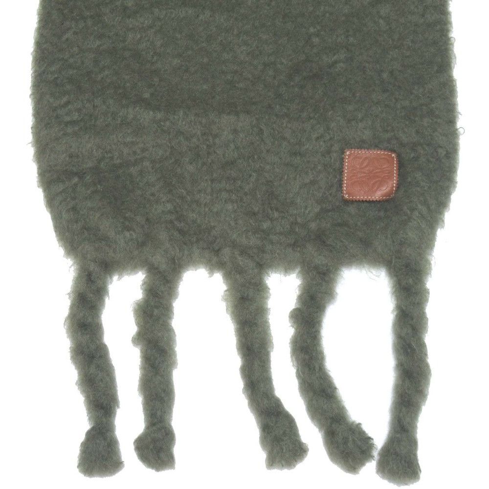 Loewe Loewe Loewe Anagram Patch Mohair Knit Fringe Scarf Natural Material Scarf F000487X28 DUTY FREE for USA Size ONE SIZE - 3 Thumbnail