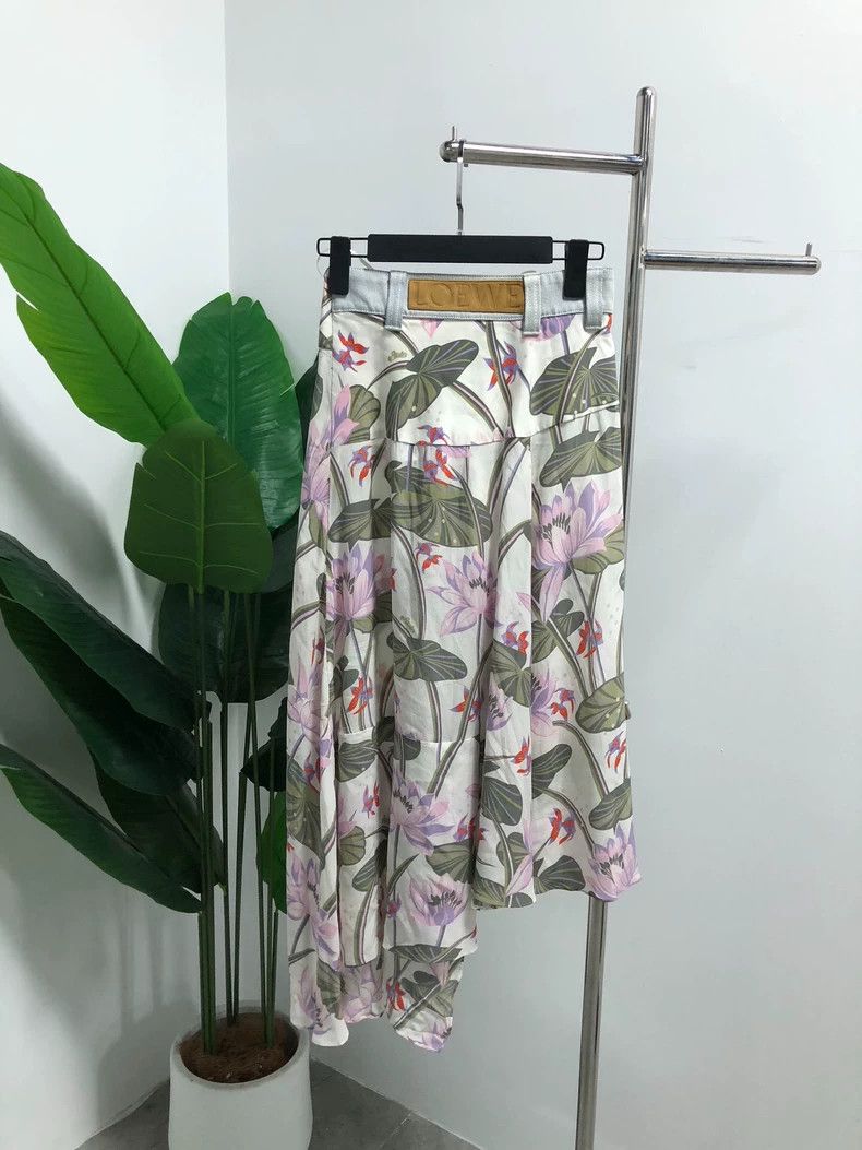 Loewe LOEWE White Lotus Print Skirt - dmc Size US 34 / EU 50 - 2 Thumbnail