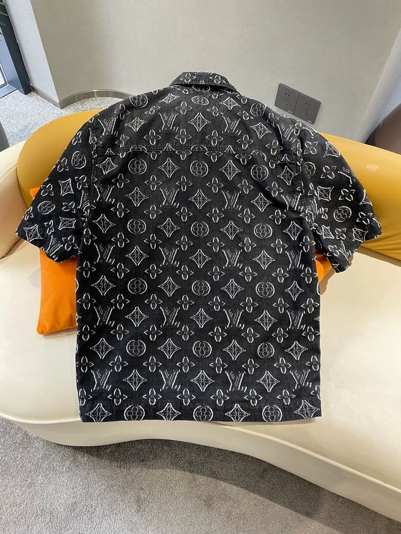 Louis Vuitton LV Black Floral Denim Short Sleeve Shirt - dmc Size US S / EU 44-46 / 1 - 2 Thumbnail