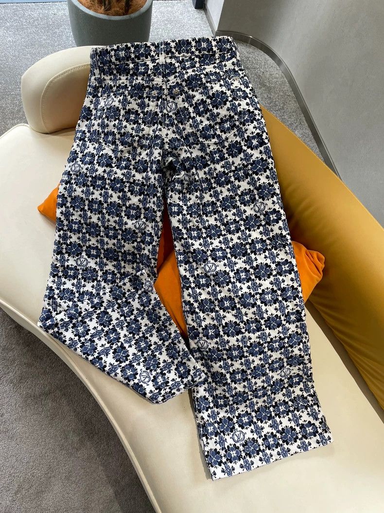 Louis Vuitton LV 2024 Blue Floral Print Pants - dmc Size US 36 / EU 52 - 2 Thumbnail