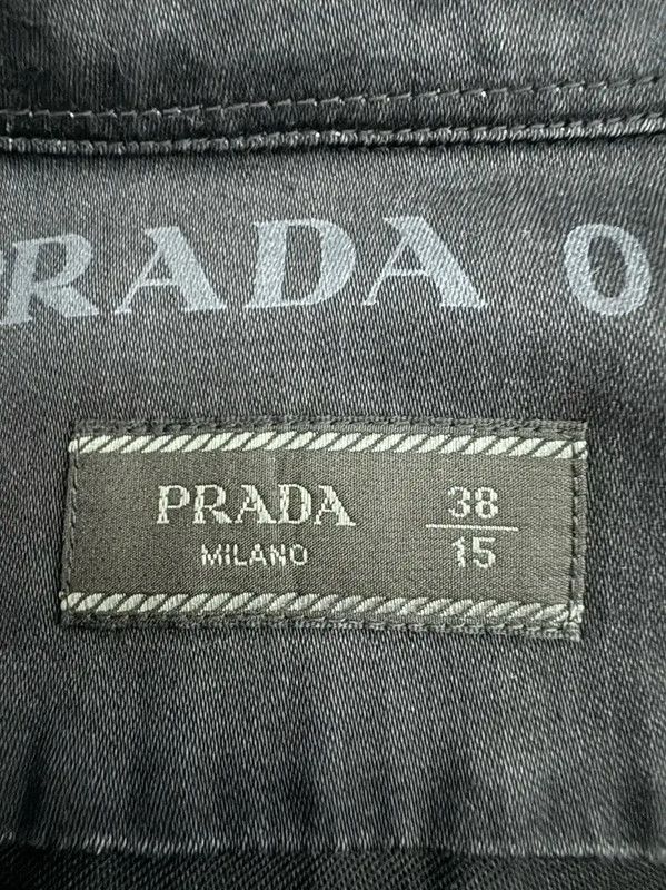 Prada Prada Black Gray Embroidered Logo Shirt Size US M / EU 48-50 / 2 - 4 Thumbnail