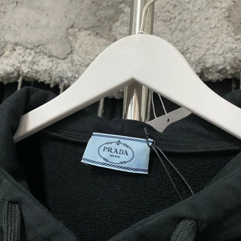 Prada Prada Black Cotton Long Sleeve Hoodie Size US XS / EU 42 / 0 - 6 Thumbnail