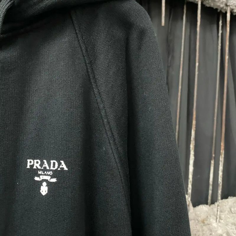 Prada Prada Black Cotton Long Sleeve Hoodie Size US XS / EU 42 / 0 - 5 Thumbnail