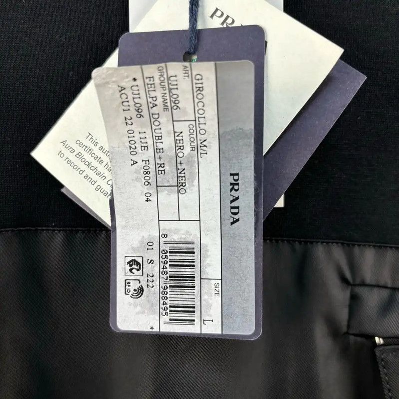 Prada Prada Men's Black Nylon Logo Sweatshirt Size US L / EU 52-54 / 3 - 6 Thumbnail