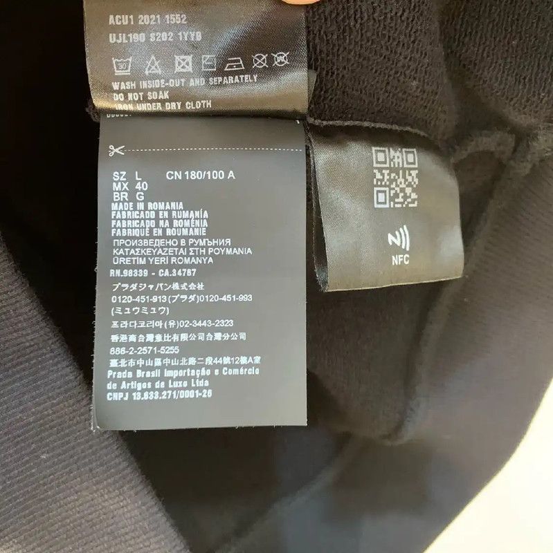 Prada Prada Men's Black Cotton Sweatshirt Size US L / EU 52-54 / 3 - 4 Thumbnail