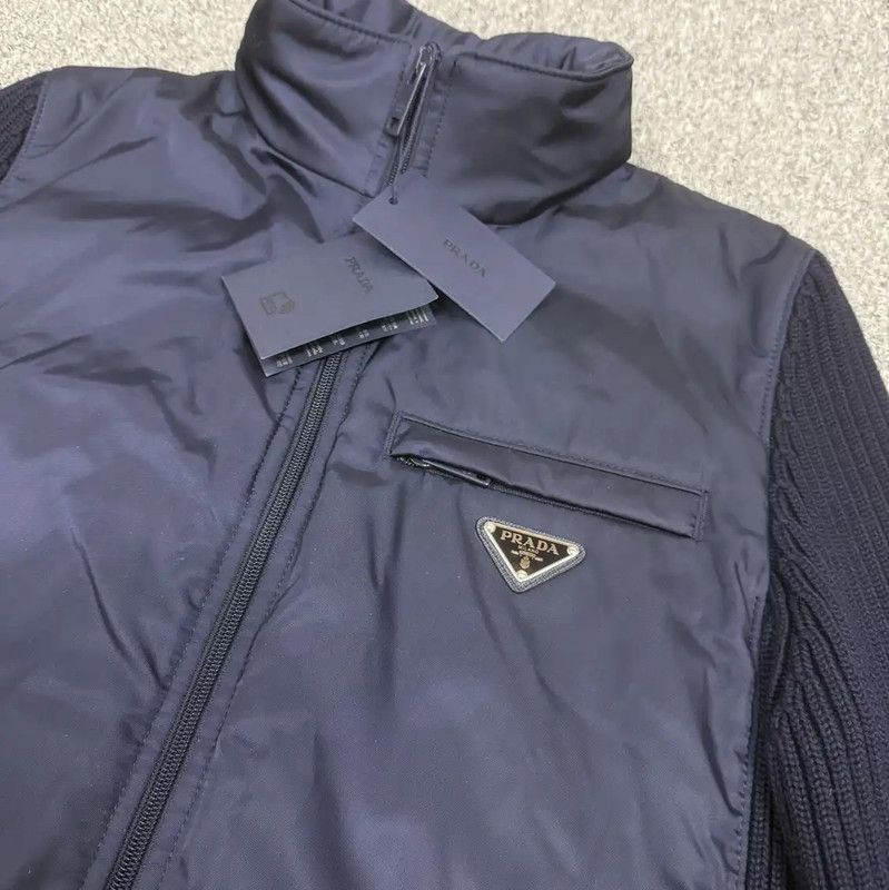 Prada Prada Blue Nylon Jacket with Knit Sleeves Size US M / EU 48-50 / 2 - 3 Thumbnail