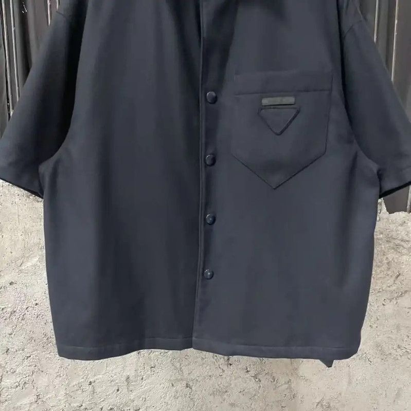Prada Prada Black Wool Logo Short Sleeve Shirt Size US S / EU 44-46 / 1 - 4 Thumbnail