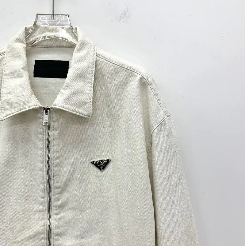 Prada Prada Men's White Cotton Jacket Size L Size US L / EU 52-54 / 3 - 3 Thumbnail