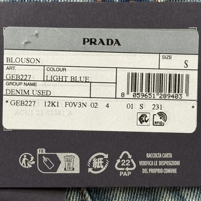 Prada Prada Blue Cotton Men's Denim Jacket Size US S / EU 44-46 / 1 - 5 Thumbnail